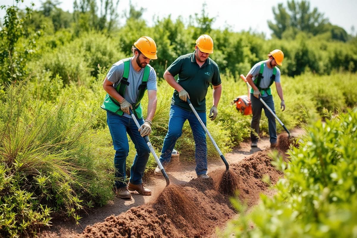 Execução de jardinagem profissional e limpeza de lote